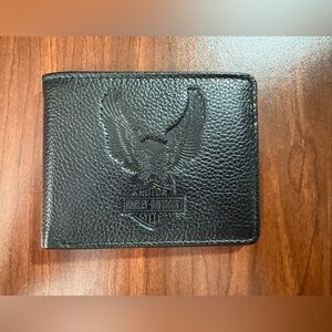 Harley-Davidson Black Pebbled Leather Bi-Fold Wallet
